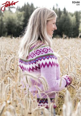 'Bubbelgum' - langermet genser med mønstret bærestykke